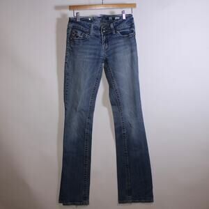 Y2K Miss Me Boot Cut Jeans With Angel Rhinestones Size 28